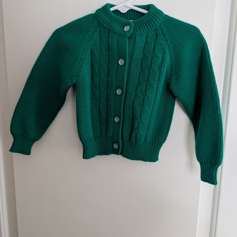$‎ Vintage Green Cable Knit Sweater/Cardigan